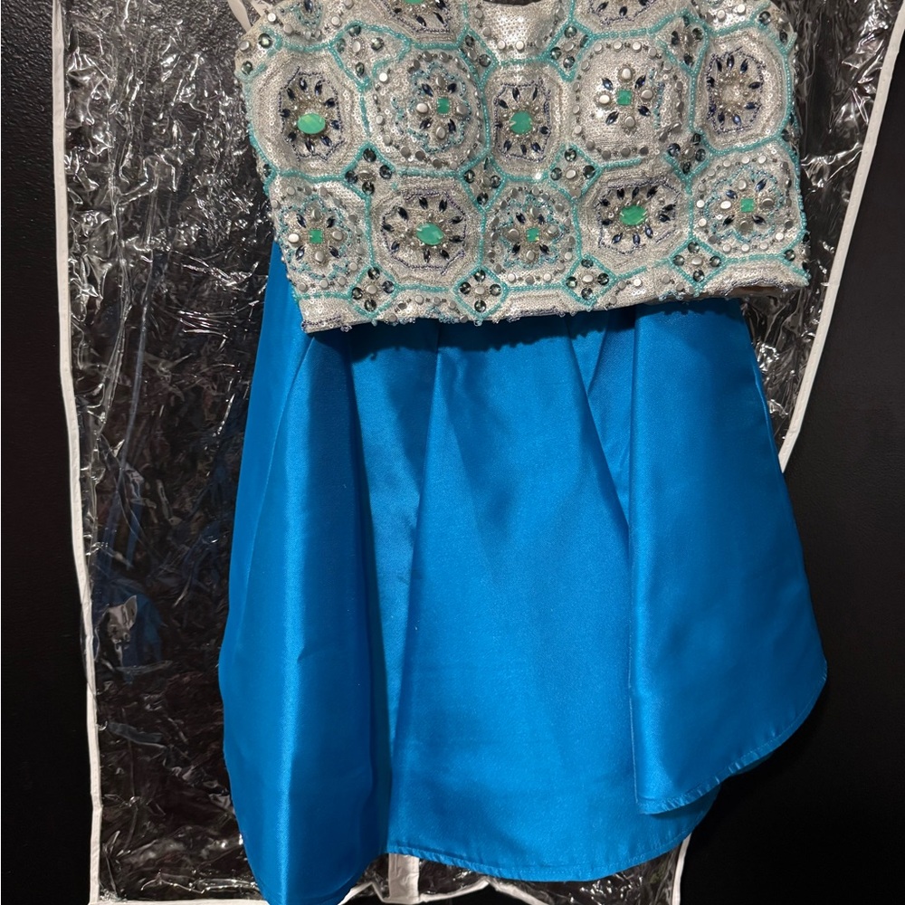 Rachel Allan Blue and Silver Dress 2 piece size 6